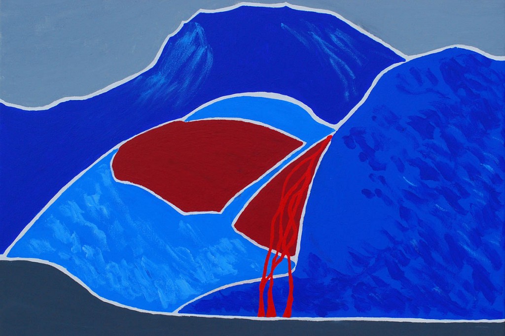 The runner's painting of Steall Watefall and An Gearanach. Image: Finlay Wild