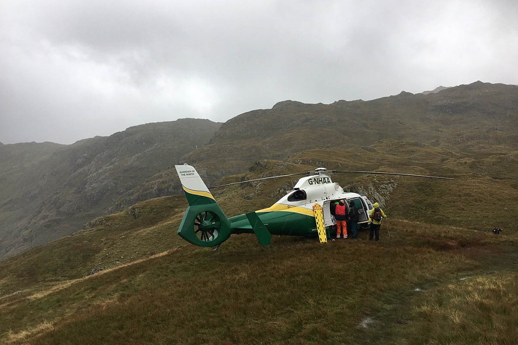 The air ambulance at the rescue scene. Photo: GNAAS The air ambulance at the rescue scene. Photo: GNAAS