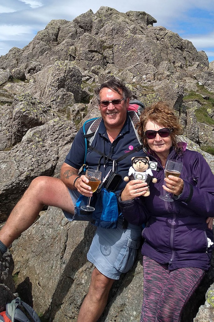 Joan and Jonathan Taylor celebrate bagging their final Wainwright, Dow Crag Joan and Jonathan Taylor celebrate bagging their final Wainwright, Dow Crag