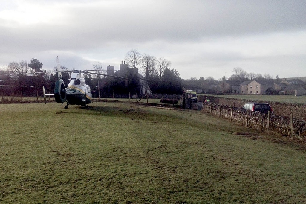 The air ambulance at the scene in Kirkby Stephen. Photo: GNAAS The air ambulance at the scene in Kirkby Stephen. Photo: GNAAS