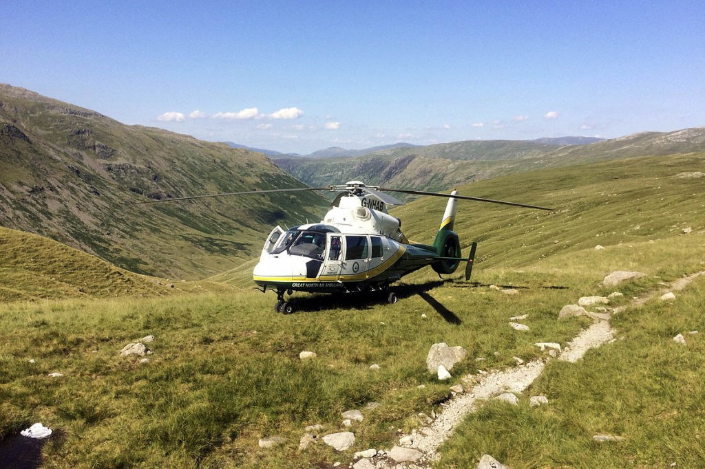The air ambulance at the site near Angle Tarn. Photo: GNAAS