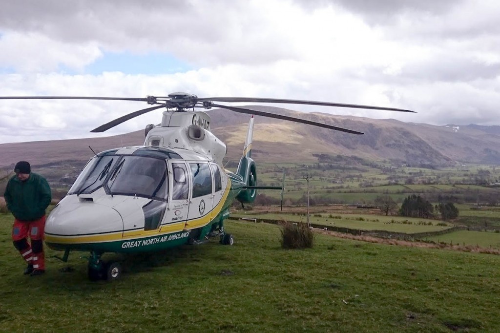 The air ambulance at the site of the incident. Photo: GNAAS