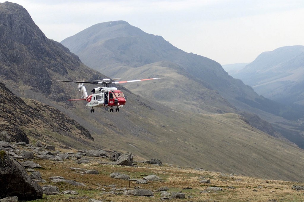 The Coastguard helicopter at the scene. Photo: Cockermouth MRT