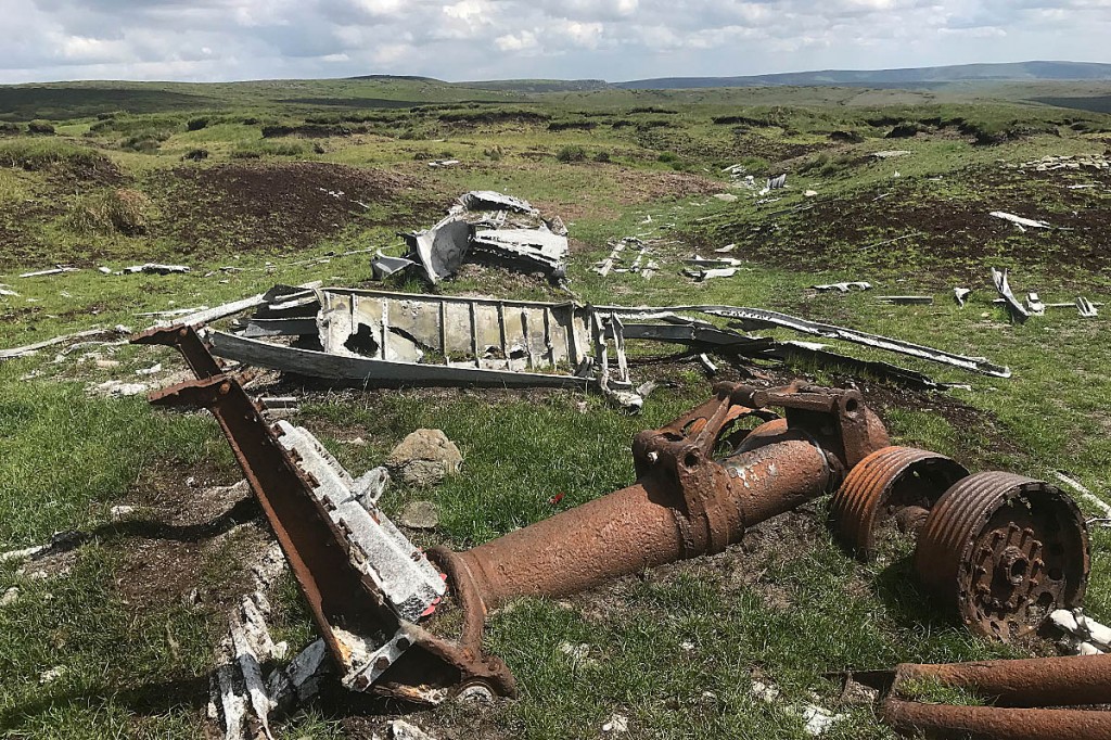 The aircraft crash site at Higher Shelf Stones. Photo: Glossop MRT