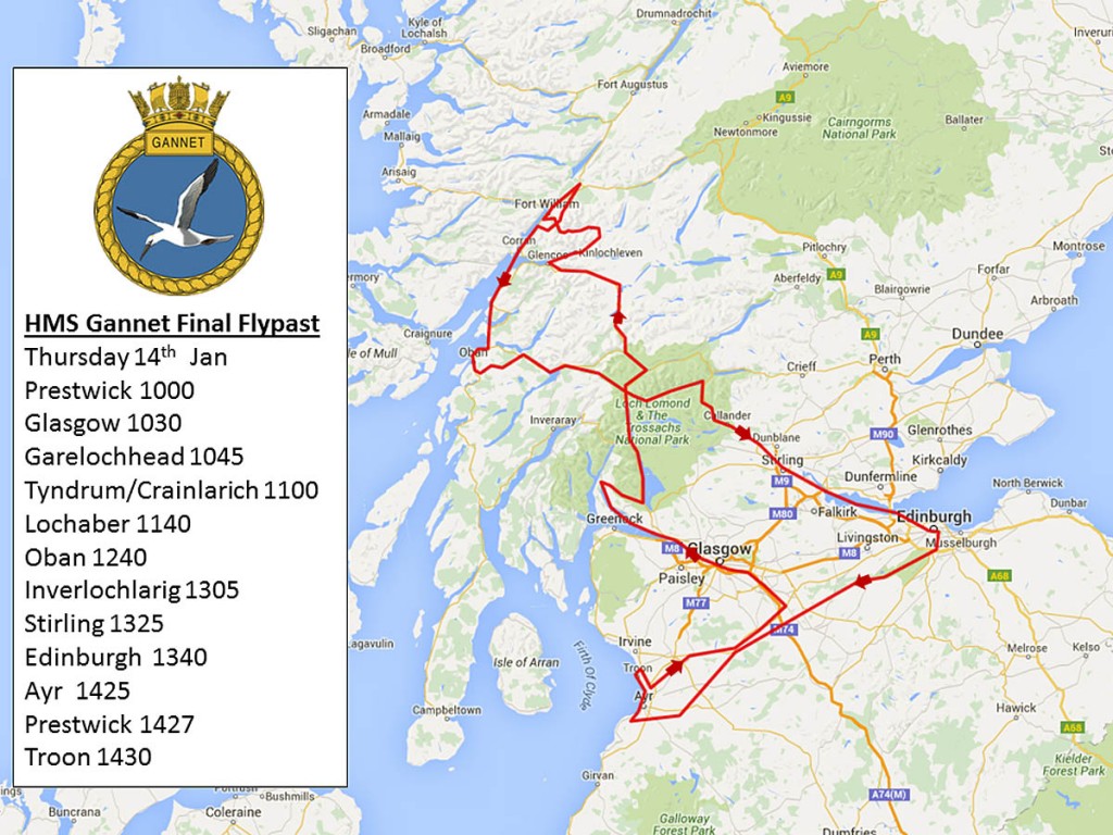 The planned route of Thursday's fly-past