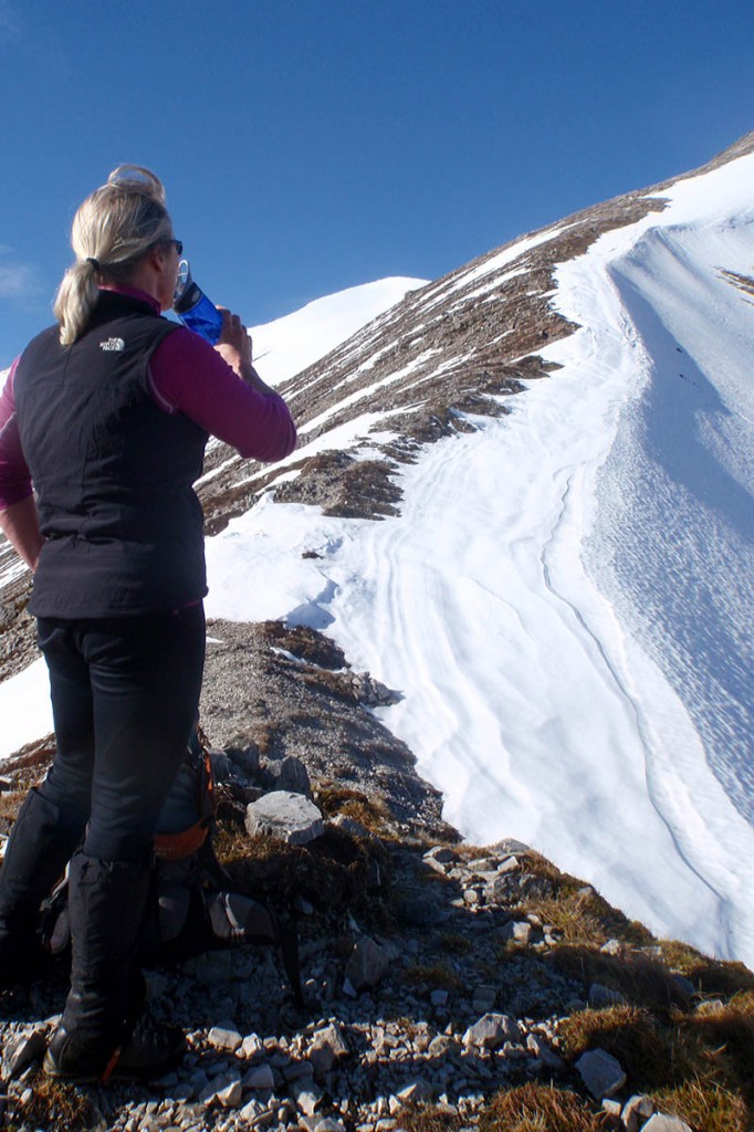 Heather Morning with late-lying snow on Beinn Eighe in Torridon this month