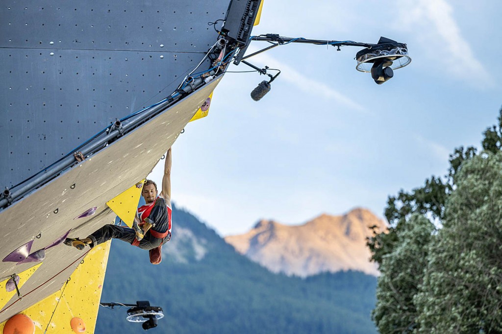 Russian climber Dmitri Fakirianov competing in the IFSC world cup in France last year. Photo: Jan Virt/IFSC Russian climber Dmitri Fakirianov competing in the IFSC world cup in France last year. Photo: Jan Virt/IFSC