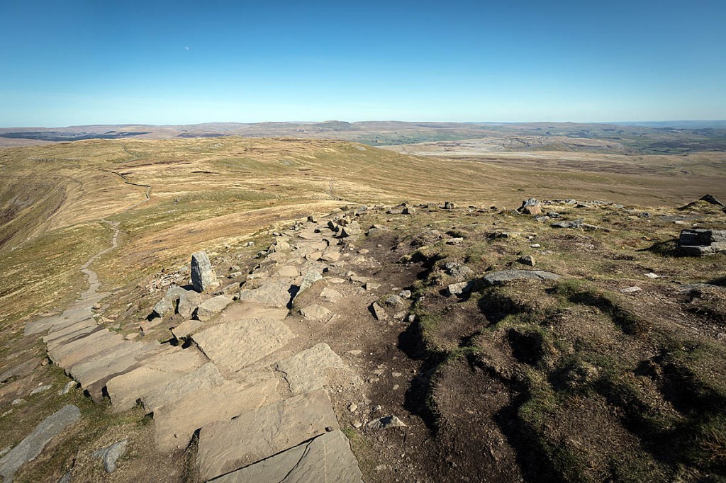 The path junction on Ingleborough where the Horton path, on the right, leaves the Chapel-le-Dale route. Photo: Bob Smith/grough