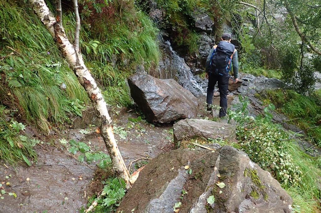 Several large boulders fell on the Steall path. Photo: John Muir Trust Several large boulders fell on the Steall path. Photo: John Muir Trust