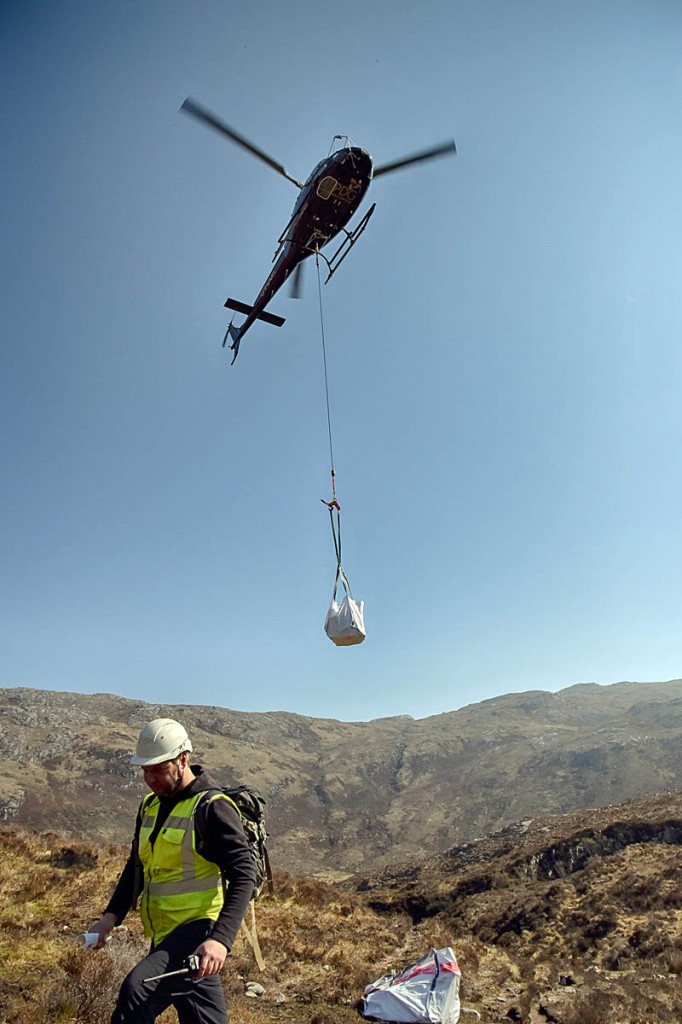 A helicopter will be used to transport stone to the higher reaches of Suilven. Photo: Chris Puddephatt