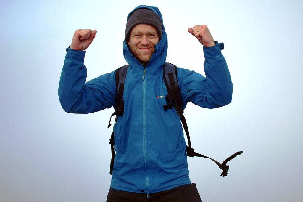 James Forrest celebrates his final ascent on Scafell Pike