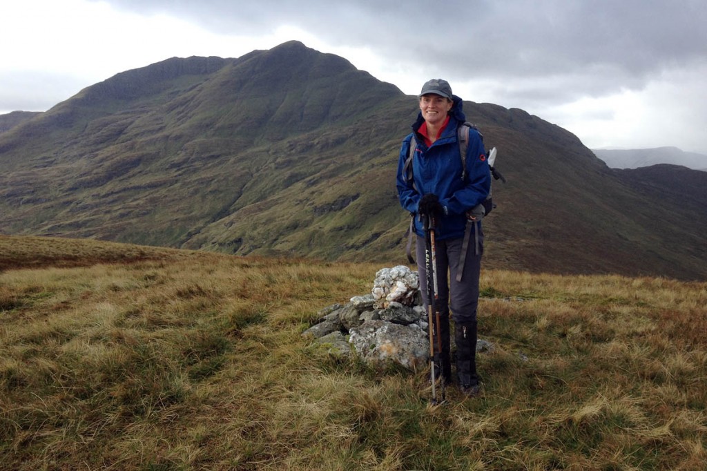 Jen Hatfield on the summit of her final marilyn, Cruinn a' Bheinn Jen Hatfield on the summit of her final marilyn, Cruinn a' Bheinn