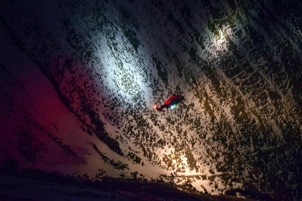 A helicopter at the rescue scene, captured by Karl Wait who witnessed the rescue operation. Photo: Karl Wait