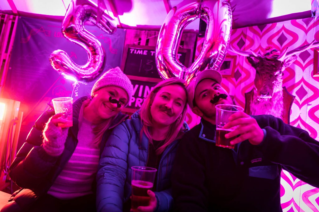 False moustaches in the Lowe Alpine yurt. Photo: Bob Smith/grough