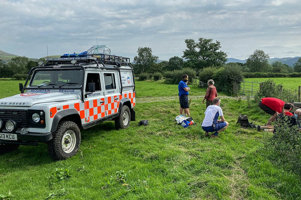 The rescue scene in fields near Braithwaite. Photo: Keswick MRT The rescue scene in fields near Braithwaite. Photo: Keswick MRT
