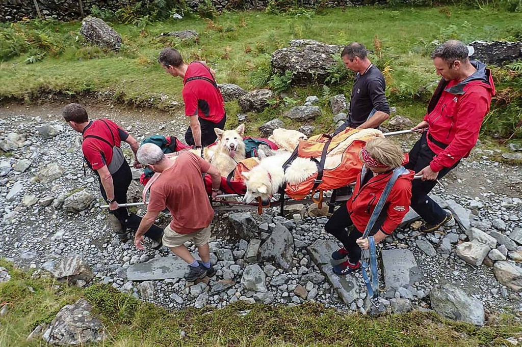 Lexi and Shyler are stretchered from the fell. Photo: Keswick MRT Lexi and Shyler are stretchered from the fell. Photo: Keswick MRT