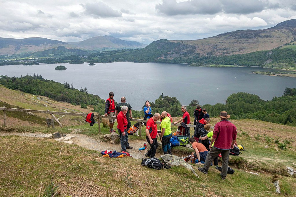 Rescuers at the scene of the incident on Cat Bells. Photo: Keswick MRT