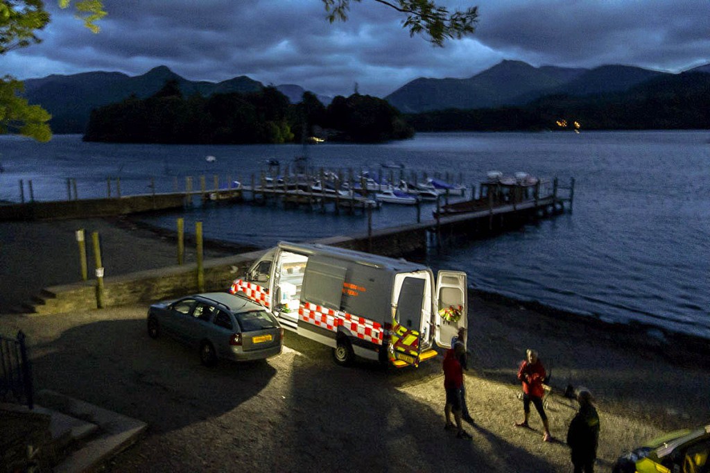 The lakeside scene during the rescue. Photo: Keswick MRT The lakeside scene during the rescue. Photo: Keswick MRT