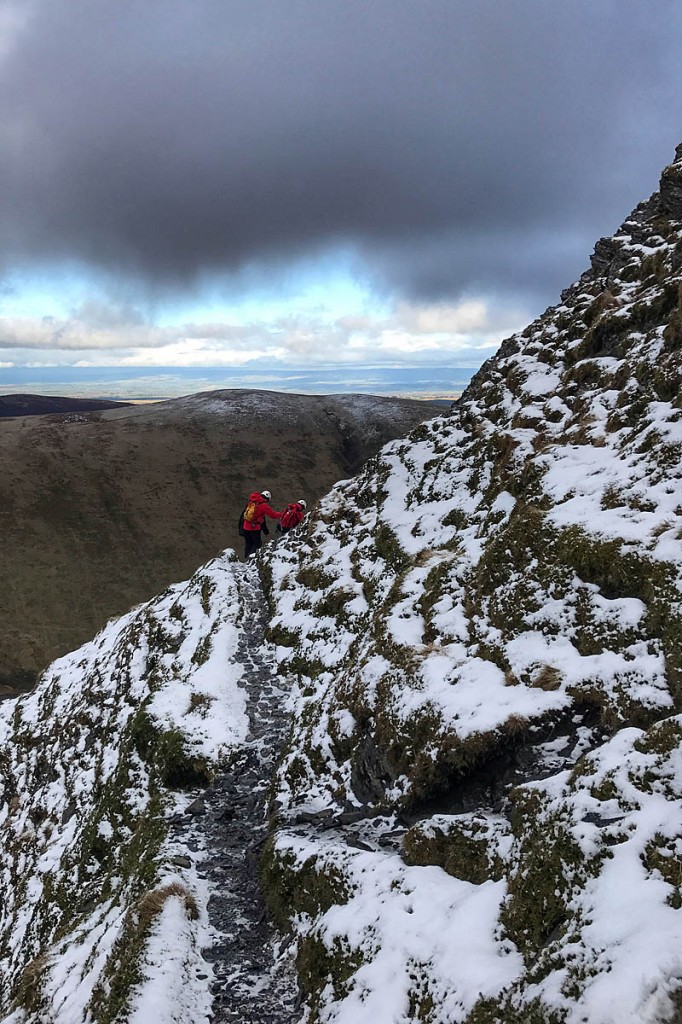 The walkers were led to safety from the mountain. Photo: Keswick MRT The walkers were led to safety from the mountain. Photo: Keswick MRT