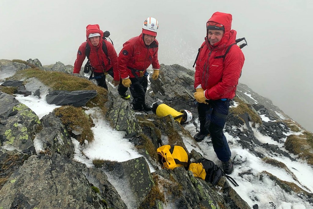 Team members on Sharp Edge, where conditions were described as 'grim'. Photo: Keswick MRT