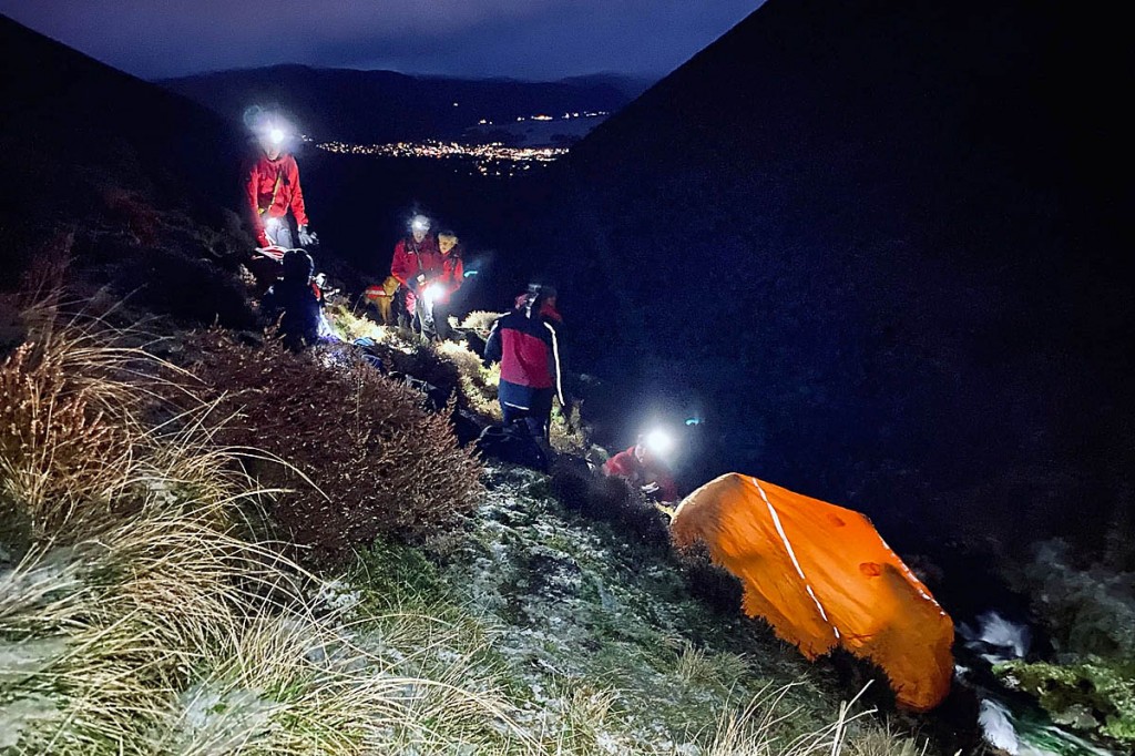 Rescuers at the scene at Slades Beck. Photo: Keswick MRT