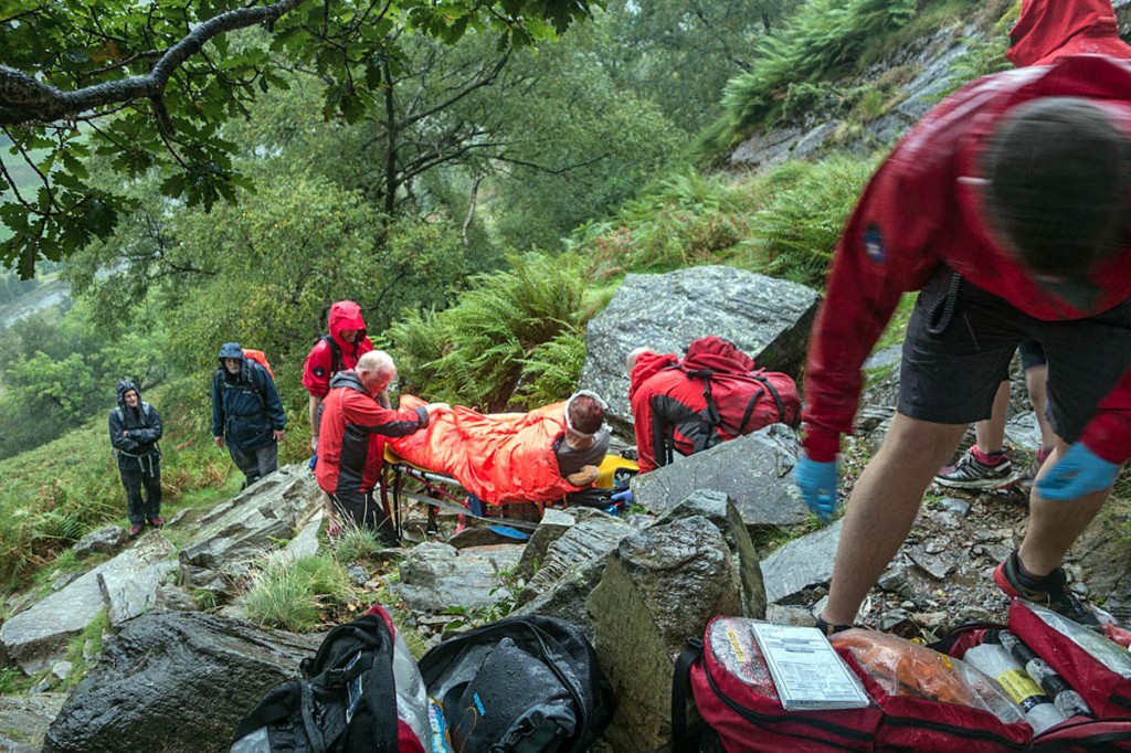 Rescuers at the scene at Sour Milk Gill. Photo: Keswick MRT