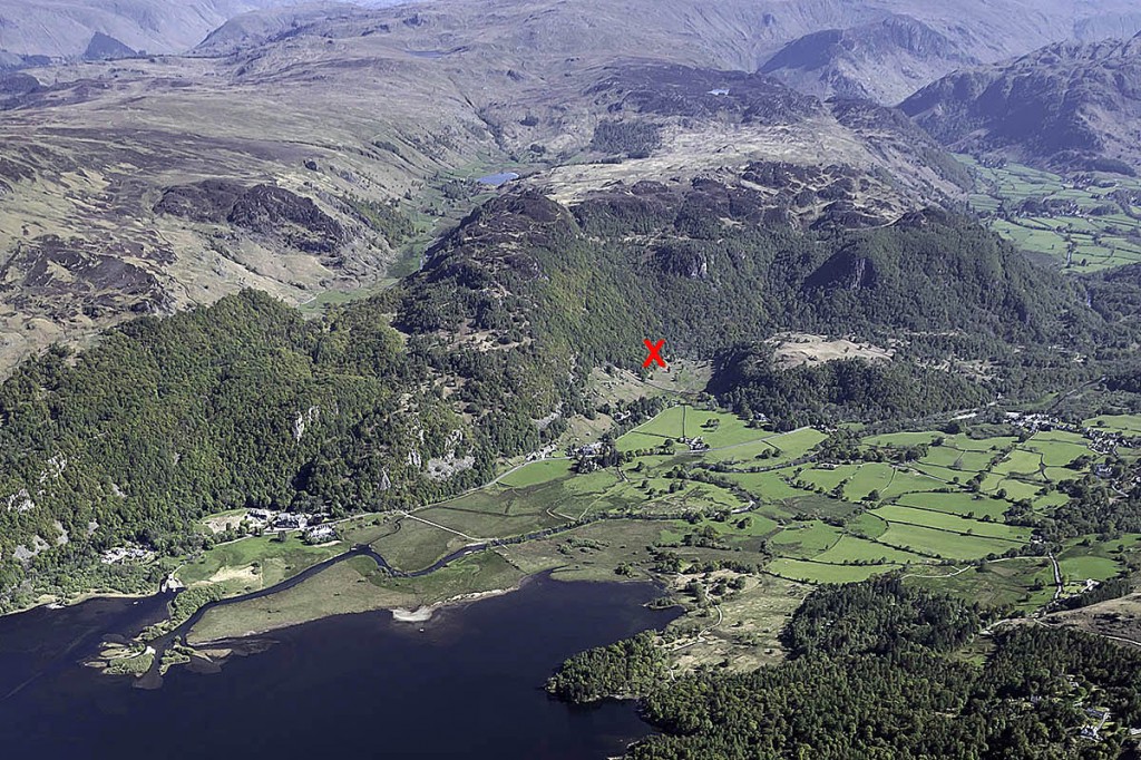 X marks the spot where the walker was found in Troutdale. Photo: Keswick MRT