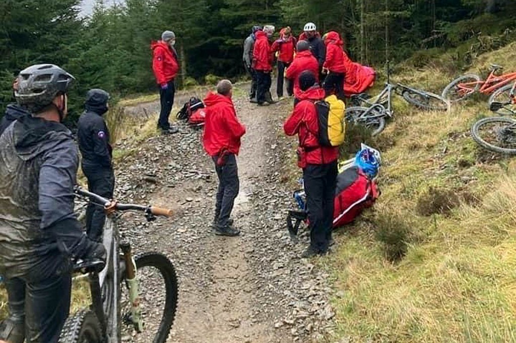 The rescue scene in Whinlatter Forest. Photo: Keswick MRT The rescue scene in Whinlatter Forest. Photo: Keswick MRT