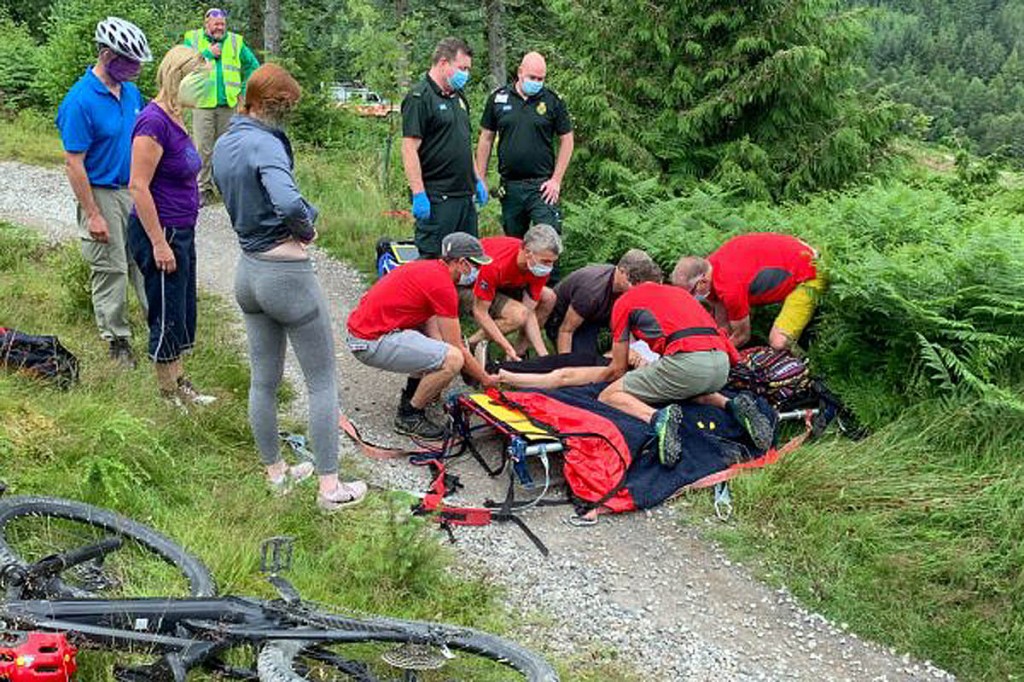 The rescue scene in Whinlatter Forest. Photo: Keswick MRT The rescue scene in Whinlatter Forest. Photo: Keswick MRT