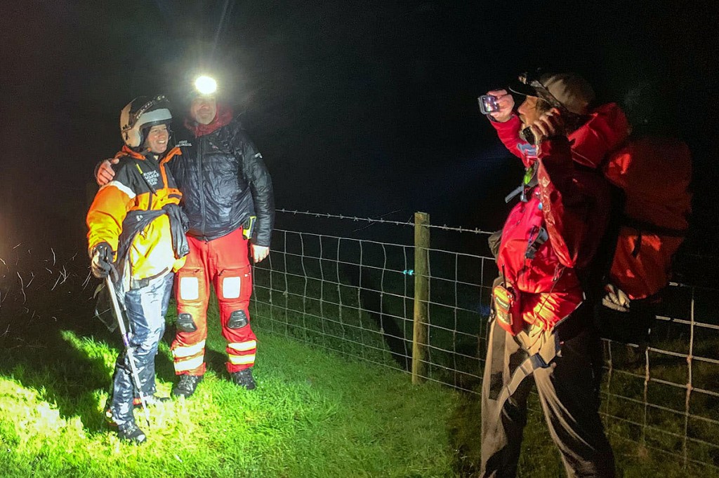 The helicopter crews were accompanied to the valley by rescue team members. Photo: Keswick MRT The helicopter crews were accompanied to the valley by rescue team members. Photo: Keswick MRT