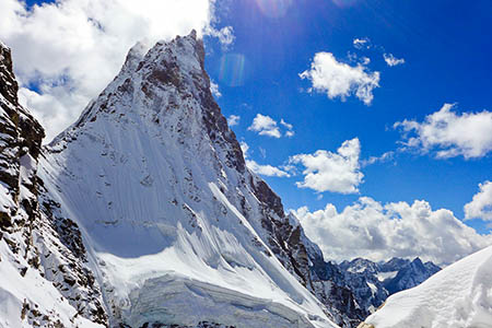 Kishtwar Kailash seen from the north, with its south-west face to the right Kishtwar Kailash seen from the north, with its south-west face to the right