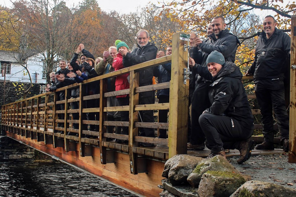 Celebrations for the £3m grant on Dipper Bridge at Rydal. Photo: Lake District NPA