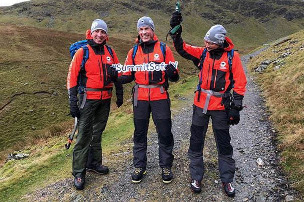The three assessors encourage visitors to 'summit safely'. From left, Graham Uney, Zac Poulton and Jon Bennett