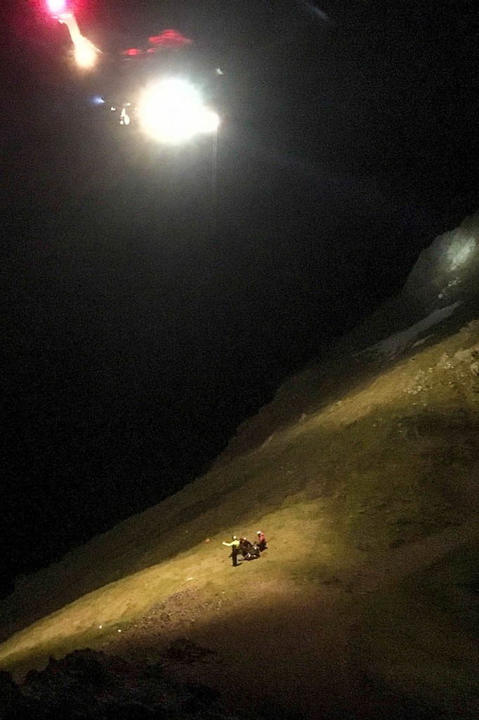 Rescue team members prepare for the winch of the injured walker at Bwlch Coch. Photo: Alun Allcock Rescue team members prepare for the winch of the injured walker at Bwlch Coch. Photo: Alun Allcock