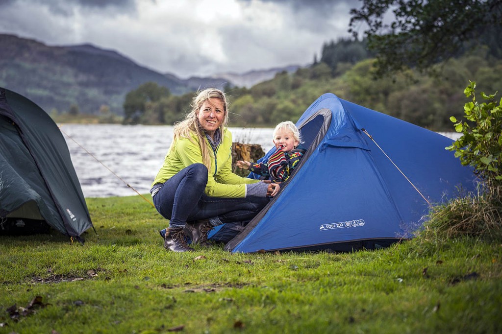 Family camping at the Loch Chon site. Photo: Loch Lomond and the Trossachs NPA
