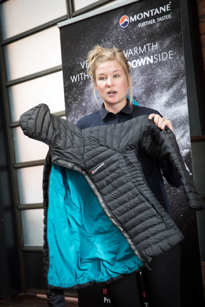 Lottie Watkinson of Montane shows off a Phoenix Jacket. Photo: Bob Smith/grough Lottie Watkinson of Montane shows off a Phoenix Jacket. Photo: Bob Smith/grough