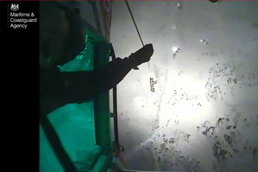 A still from the video of the rescue released by the Coastguard. Image: MCA