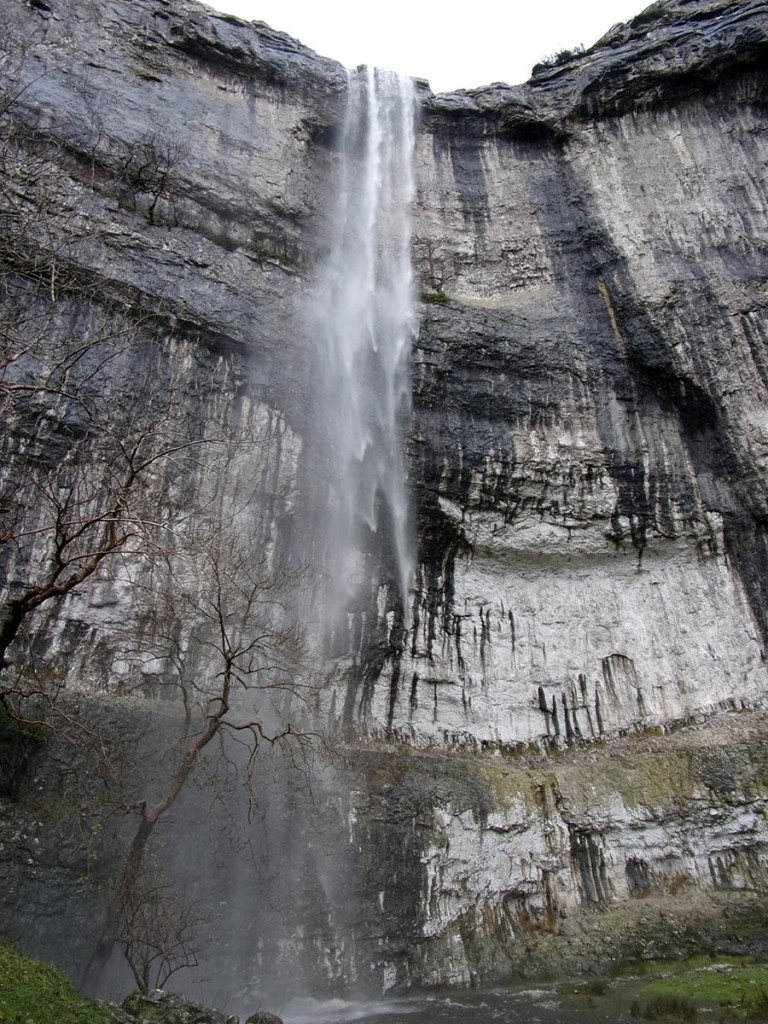 Malham Cove became an 80m waterfall after Storm Desmond's deluge. Photo: Yorkshire Dales NPA
