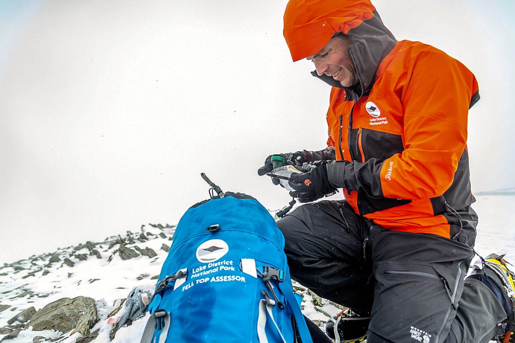 Zac Poulton at work in his Mountain Hardwear gear on Helvellyn