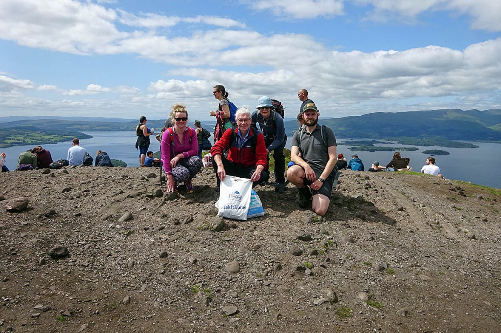 Davie Black, centre, during a 2019 litter pick on Conic Hill, above Loch Lomond