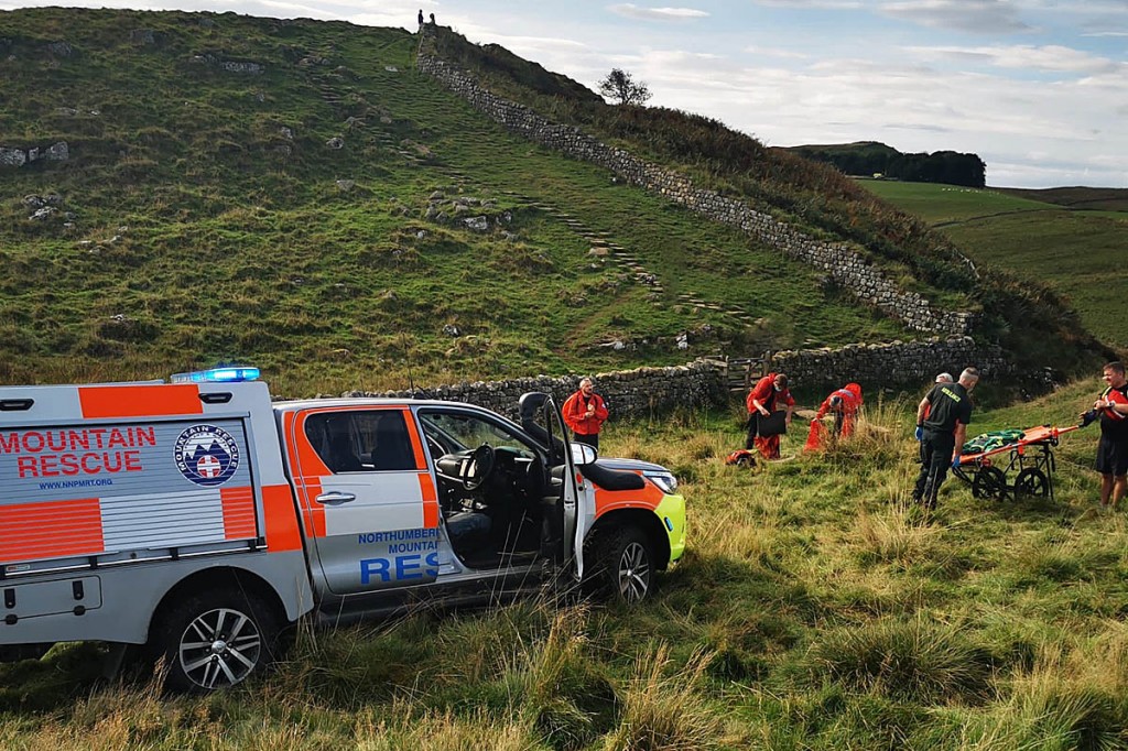 Rescuers were able to drive their vehicle close to the site on Hadrian's Wall. Photo: NNPMRT
