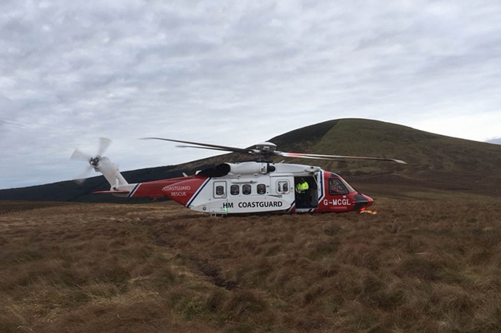 The Coastguard helicopter flew the walker to hospital. Photo: Northumberland National Park MRT