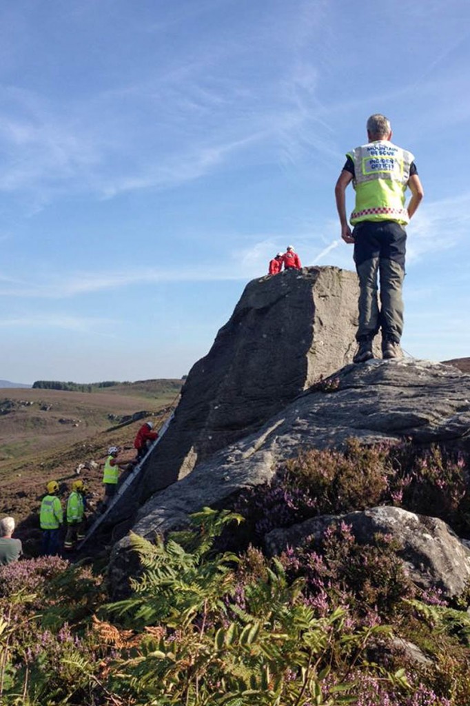 The boy got stuck after climbing the crag. Photo: Northumberland NPMRT The boy got stuck after climbing the crag. Photo: Northumberland NPMRT