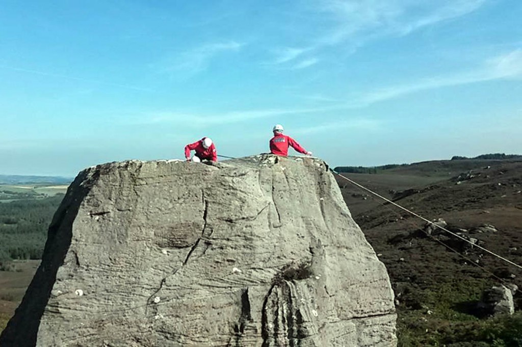 Rescuers at the scene at the Drake Stone. Photo: Northumberland NPMRT Rescuers at the scene at the Drake Stone. Photo: Northumberland NPMRT