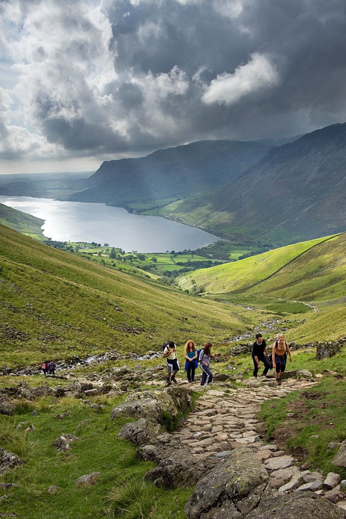Walkers on the path leading from Wasdale Head towards Scafell Pike. Photo: Joe Cornish/National Trust Images