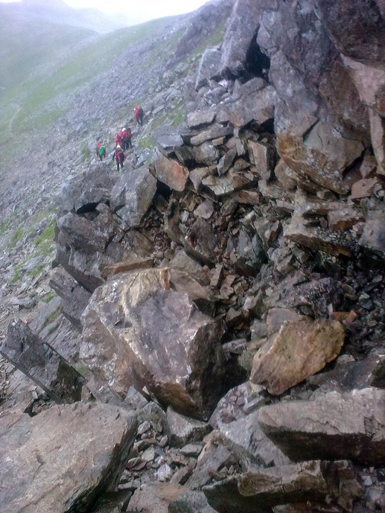 The walker was trapped under a rock on the Gribin ridge. Photo: Ogwen Valley MRO The walker was trapped under a rock on the Gribin ridge. Photo: Ogwen Valley MRO