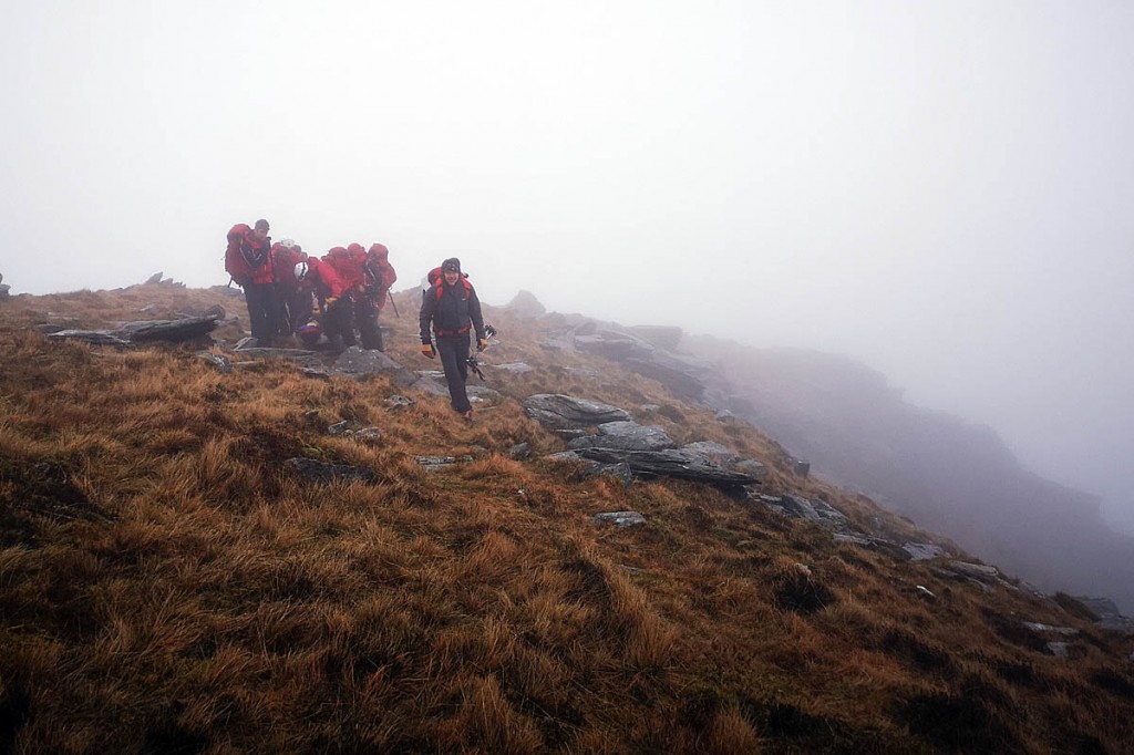 Rescuers at the scene on Y Garn. Photo: OVMRO