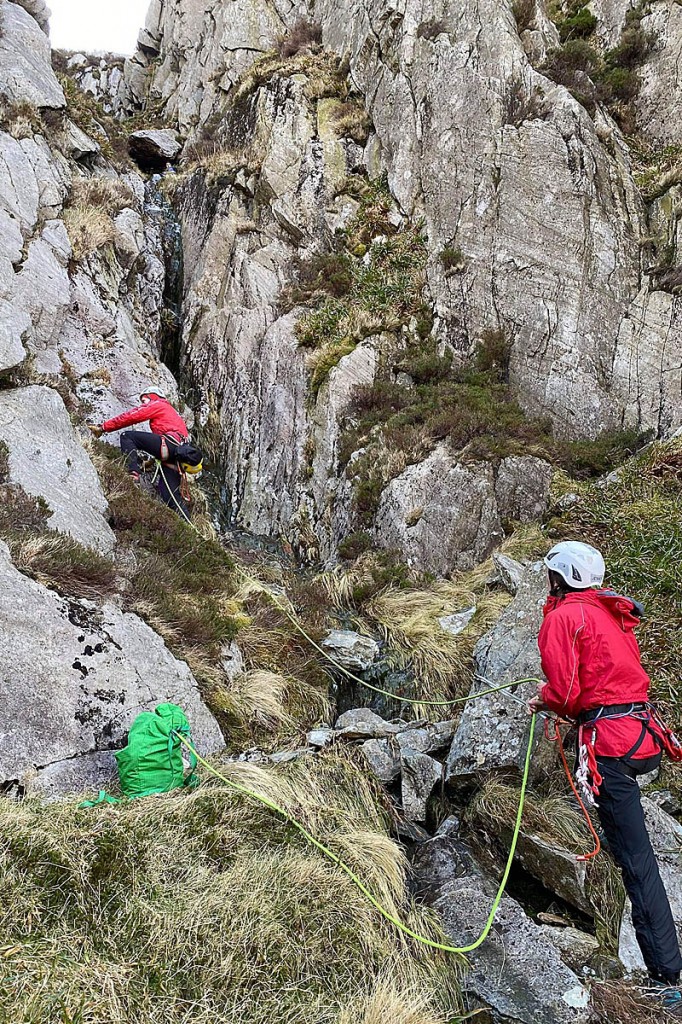 Rescuers at the scene in the gully. Photo: Daz Edkins/OVMRO