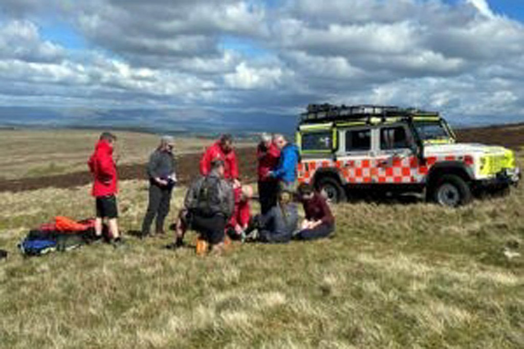 Rescuers at the scene on Arthur's Pike. Photo: Patterdale MRT Rescuers at the scene on Arthur's Pike. Photo: Patterdale MRT