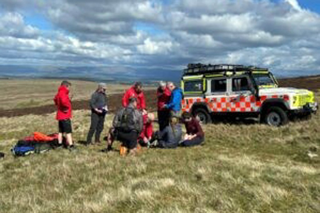 Rescuers at the scene on Arthur's Pike. Photo: Patterdale MRT